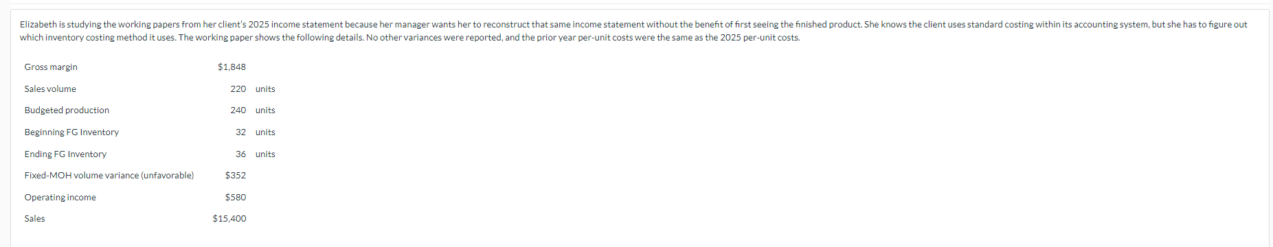 please answer How much did the client capitalize into inventory on a