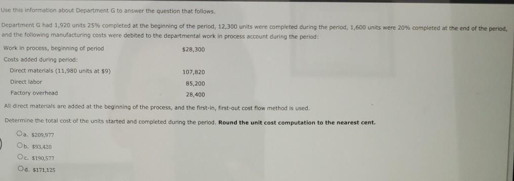 Use this information about Department G to answer the question that