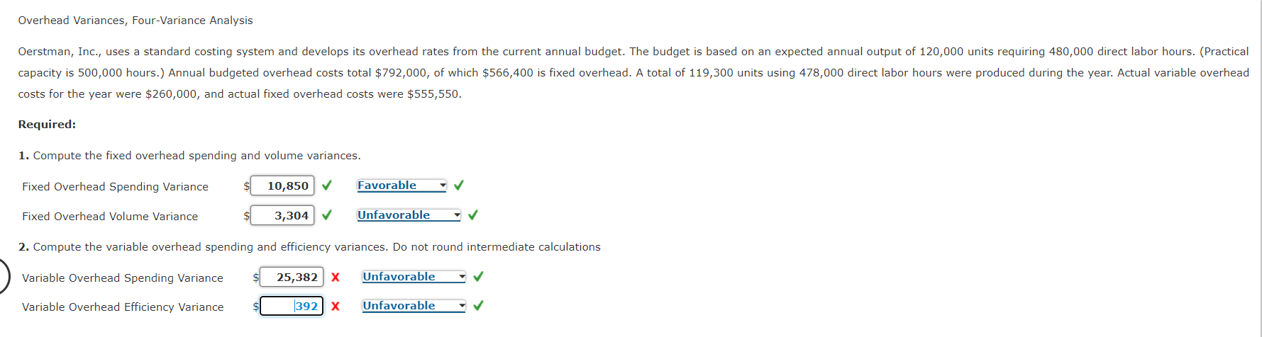 Hi please I need correct answer and solution for requirement 2 Overhead