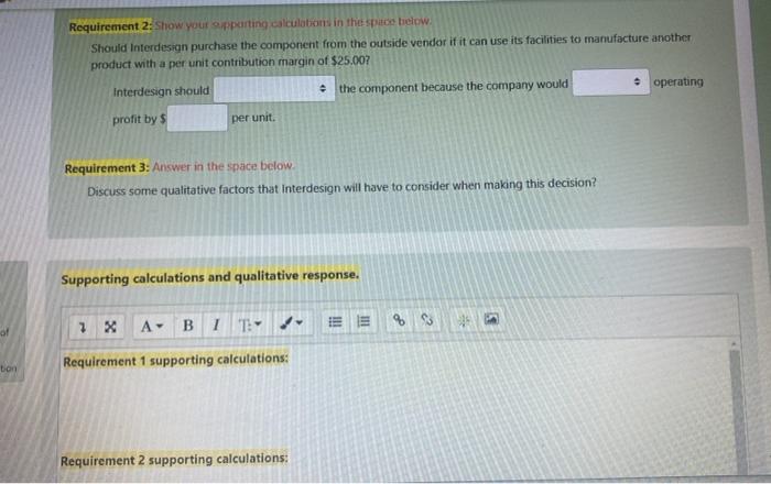 of the component IMC2 every month to manufacture one of its products.