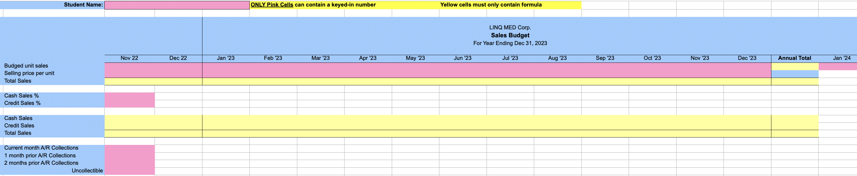 of each table should be annual totals if that is appropriate. Some
