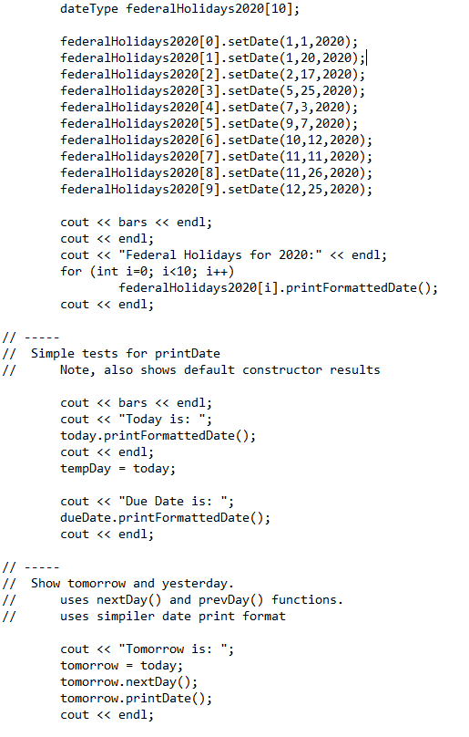 dates, including the date for the given month and year. The year