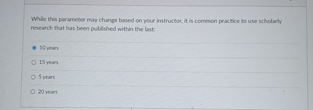  While this parameter may change based on your instructor, it is