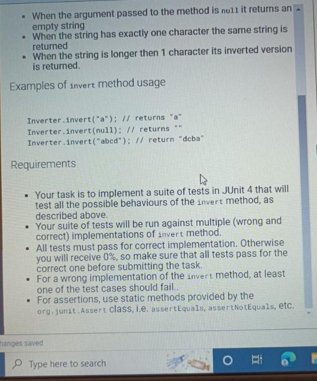 implement a suite of tests in JUnit 4 that will - When