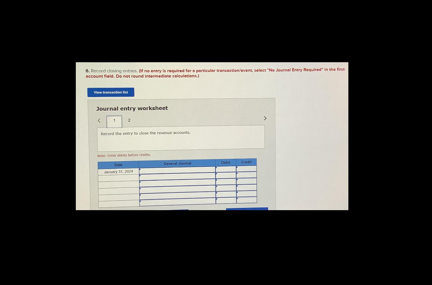 the following account balances: During January 2024, the following transactions occur: January