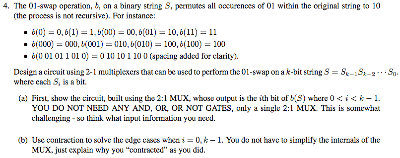  4. The 01-swap operation, b, on a binary string S, permutes