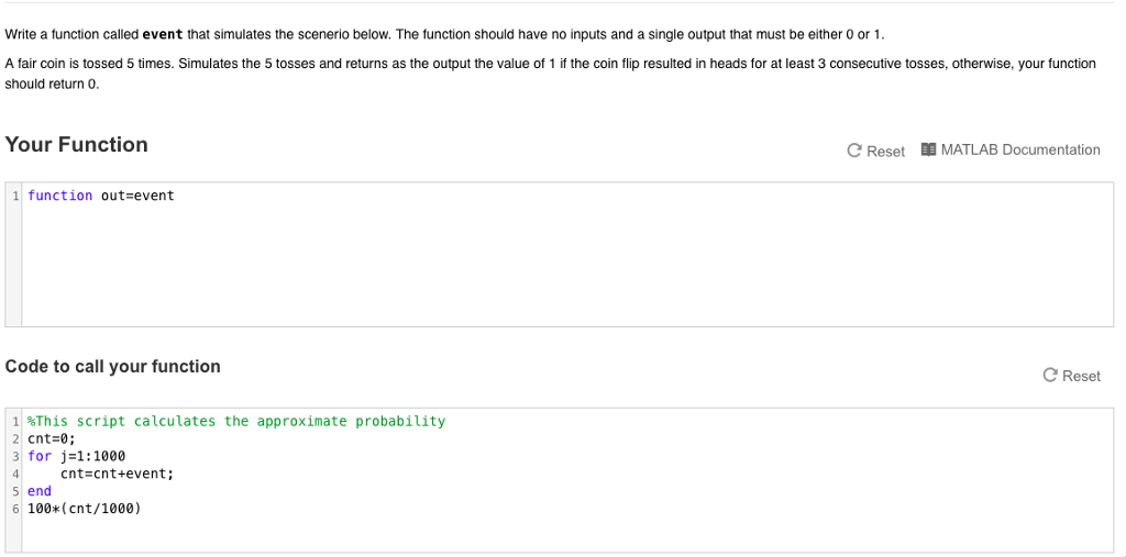  Write a function called event that simulates the scenerio below. The