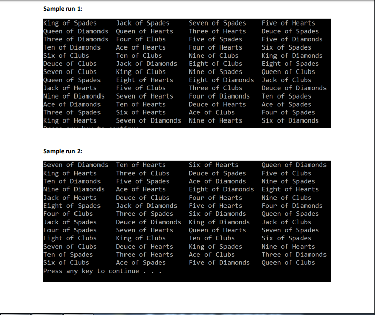 Your solution should for this assignment should consist of five (5)files: Card.h