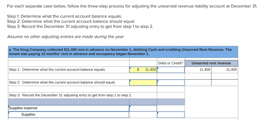 For each separate case below, follow the three-step process for adjusting
