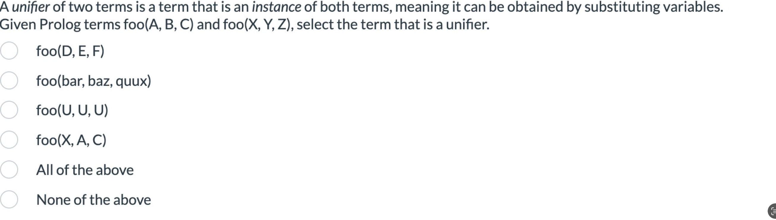  Please answer question below in regards to programming language prolog: A