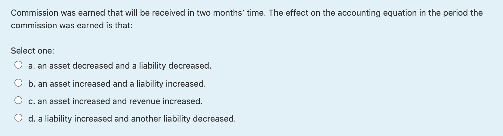 Commission was earned that will be received in two months' time.