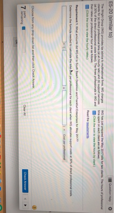  E5-20 (similar to) Question Help The Wright Group (WG) provides tax