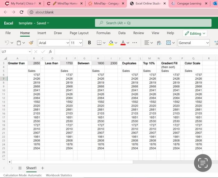 apply conditional formatting to the data in Collumn b that is greater