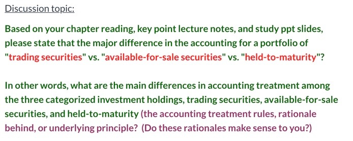  Discussion topic: Based on your chapter reading, key point lecture notes,