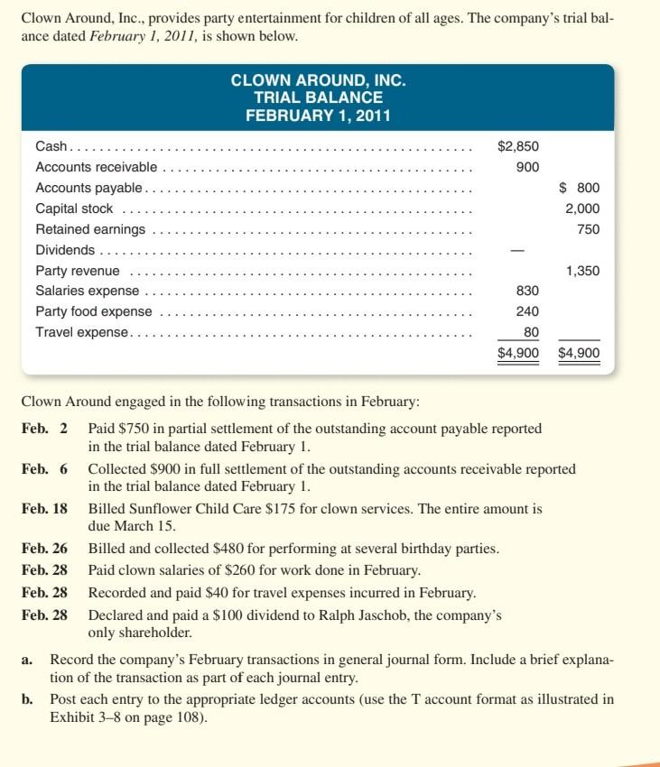 Please help to solve this question Clown Around, Inc., provides party entertainment