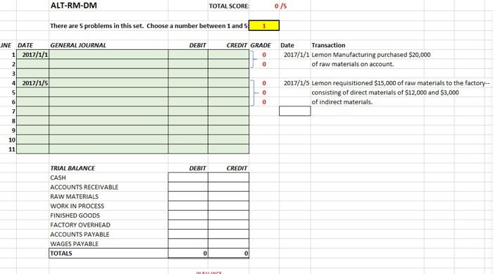  ALT-RM-DM TOTAL SCORE 0/5 There are 5 problems in this set.