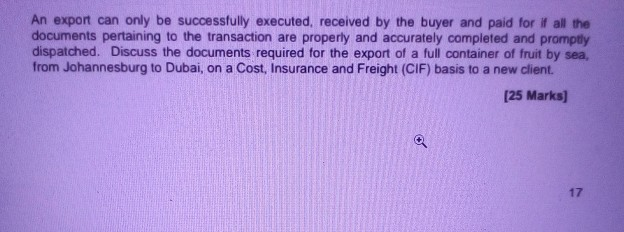  An export can only be successfully executed, received by the buyer