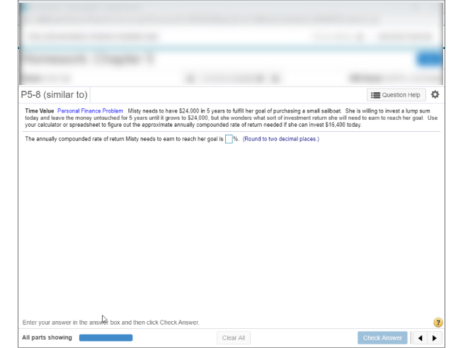  P5-8 (similar to) Question Help Time Value Personal Finance Problem Misty