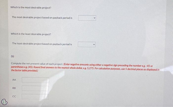 an equipment investment of $25,080. Each project will last for 3 years