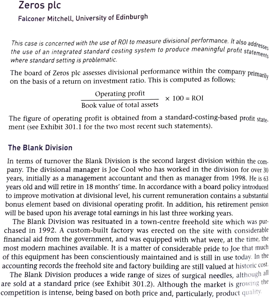 Q. case study with critical analysis Zeros plc Falconer Mitchell, University of
