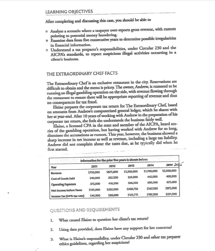 After completing and discussing this case, you should be able to