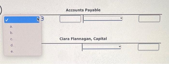 purchased in transaction (c), $300. Cash Equipment Equipment Equipment Equipment b. d.