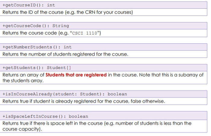 complete the Course class in this problem. All the information you should