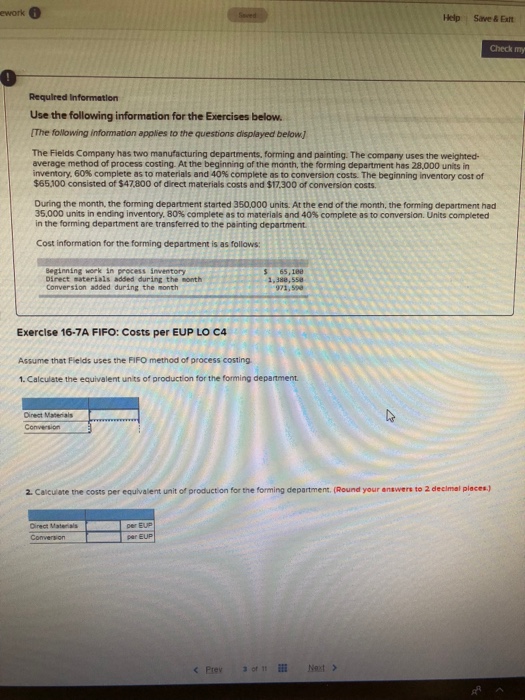  Please help solve ework Help Save & Ext Check my 0