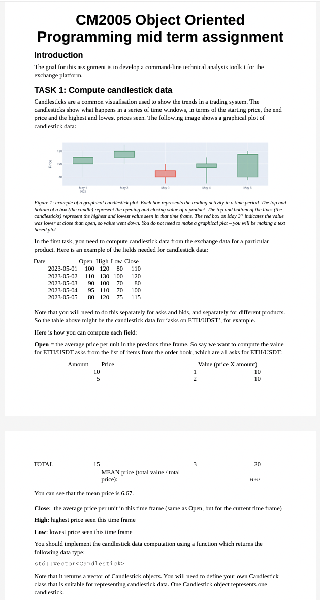  CM2005 Object Oriented Programming mid term assignment Introduction The goal for