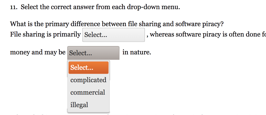 the primary difference between file sharing and software piracy? File sharing is