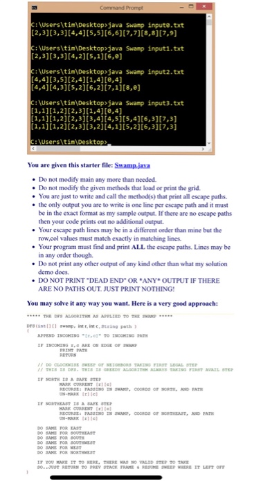 requires you to find an escape path from a given starting point