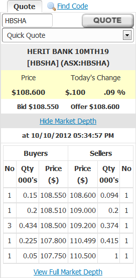  Question: What is the bid-ask spread? Quote Find Code HBSHA QUOTE