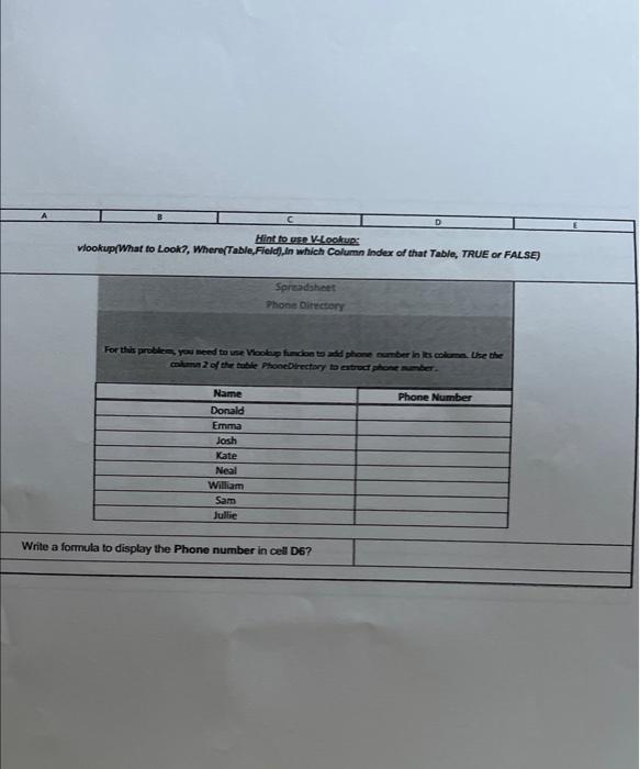 which Column index of that Table, TRUE or FAL SE) For this
