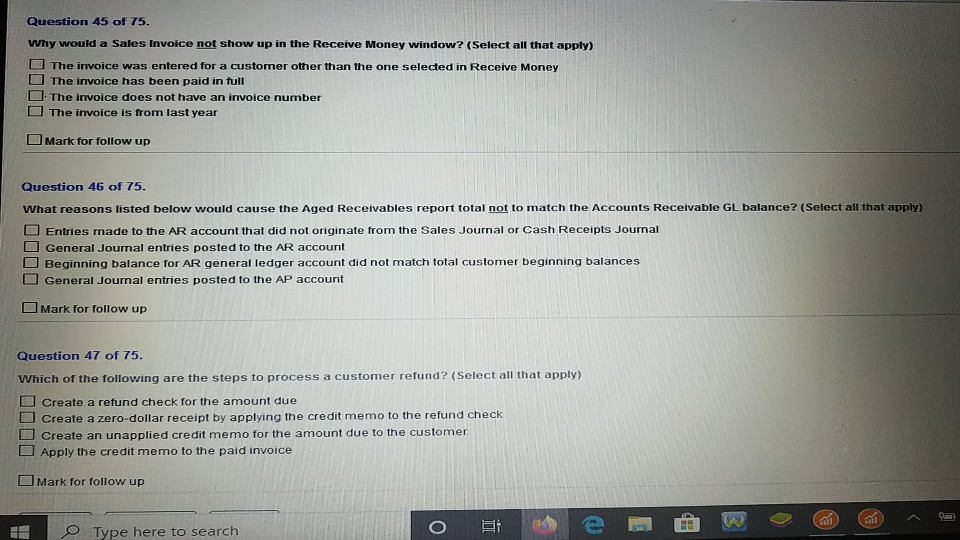 answer all questions Question 45 of 75. Why would a Sales