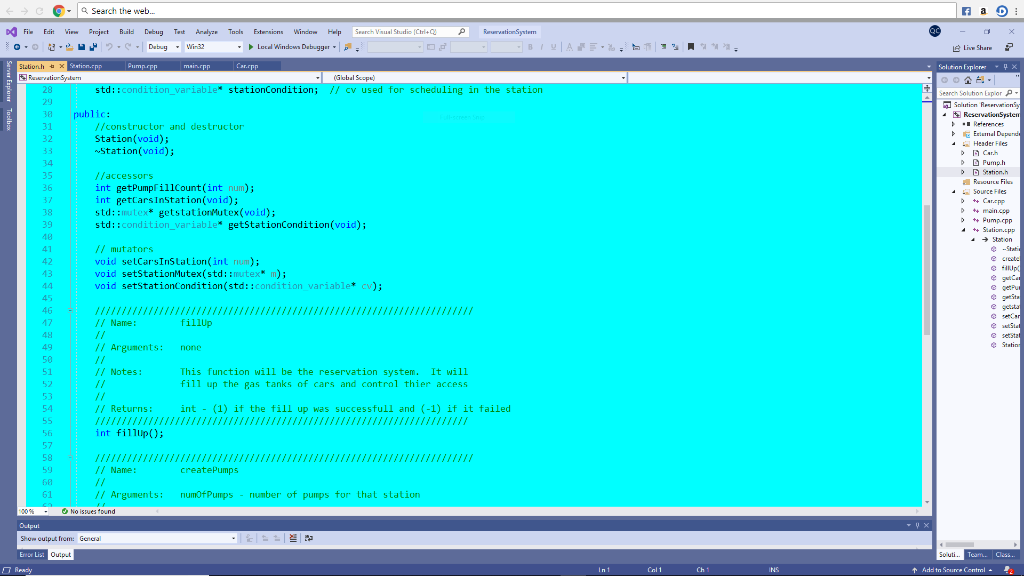Fics this->carsInStation = num; D Pump.cpp the Station.cpp - std:: mutex* Station::getstationMutex(void)