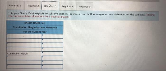 following table. 2. Suppose Sandy Bank sells its canoes for $540 each.