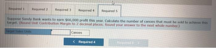 This year Sandy Bank expects to sell 840 canoes. Prepare a contribution