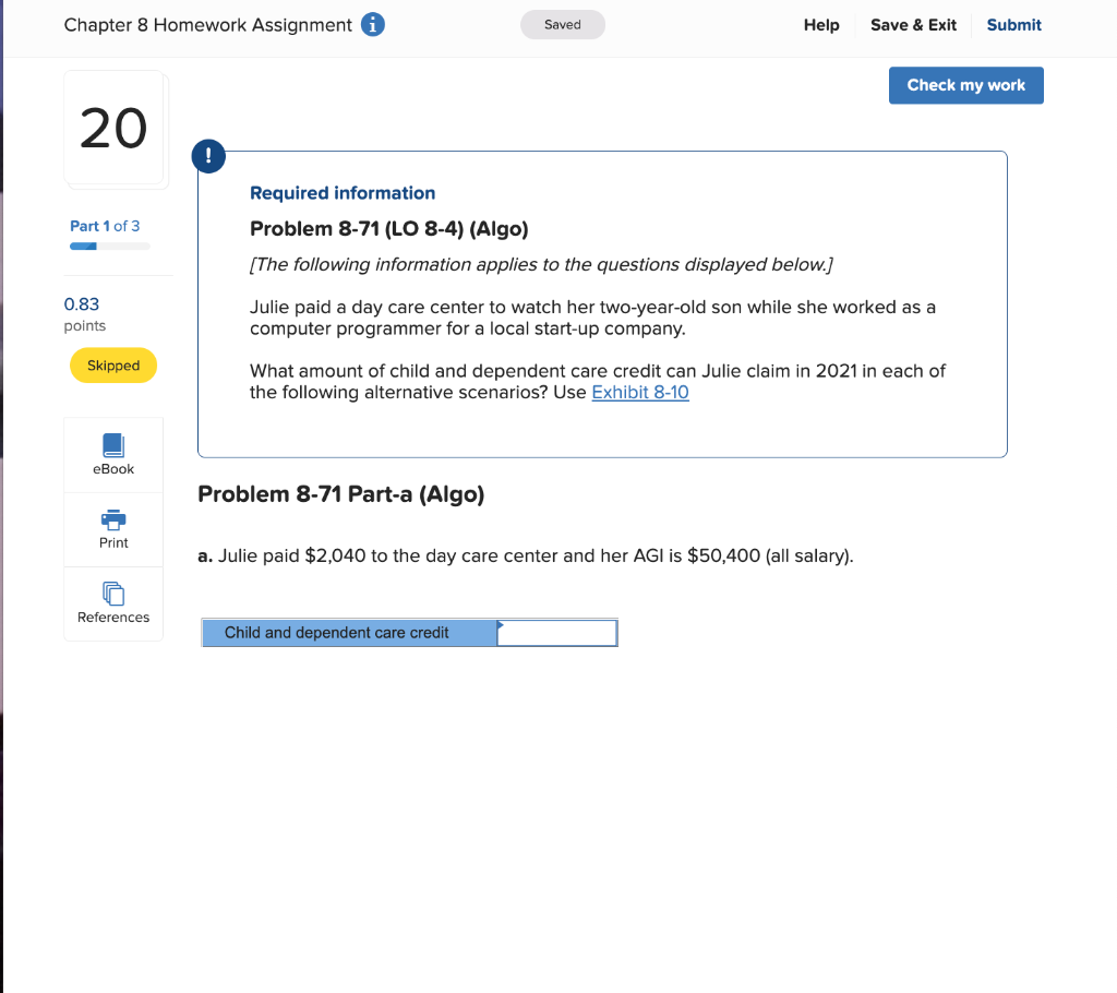  Chapter 8 Homework Assignment i Saved Help Save & Exit Submit