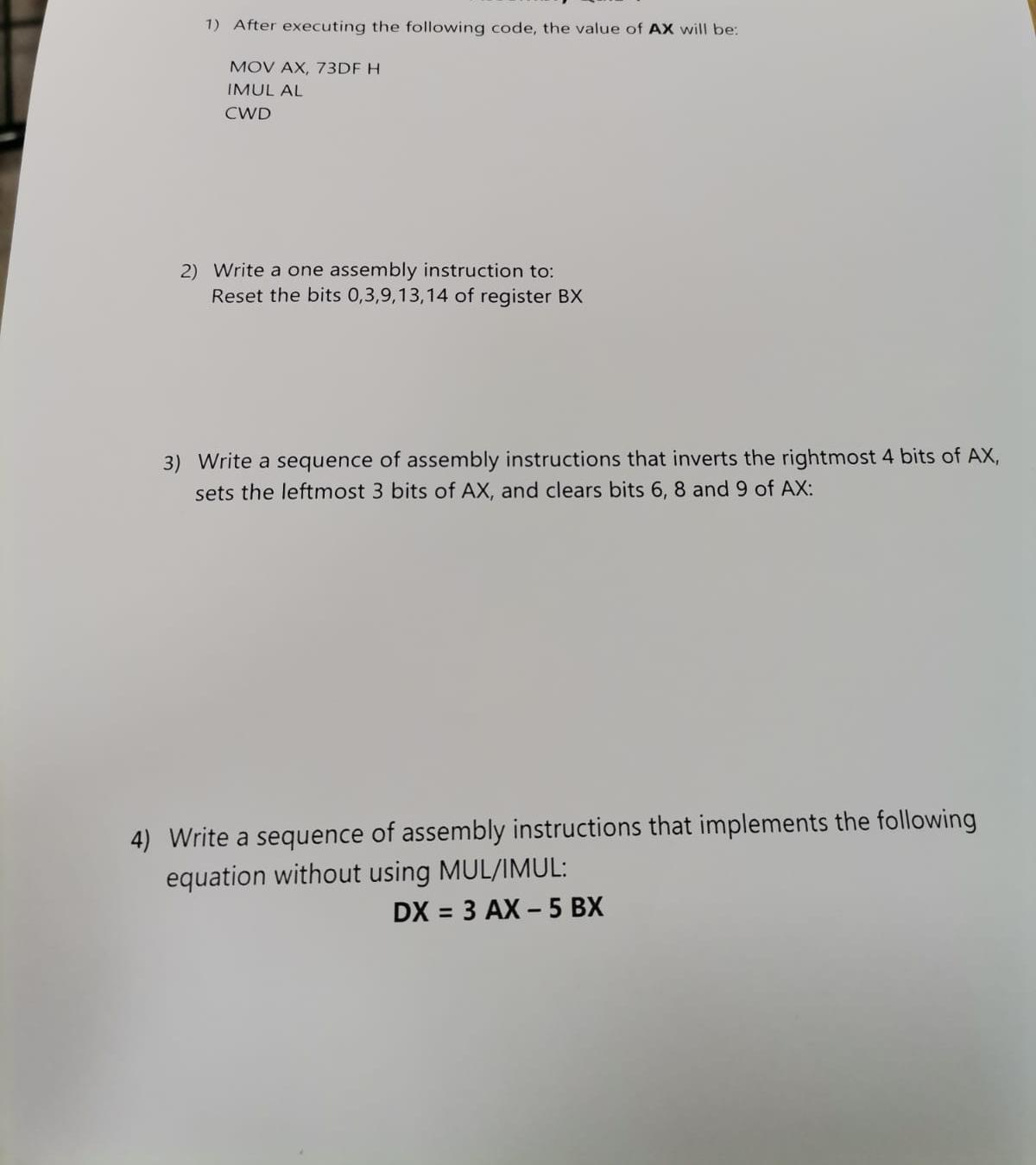  After executing the following code, the value of Ax will be: