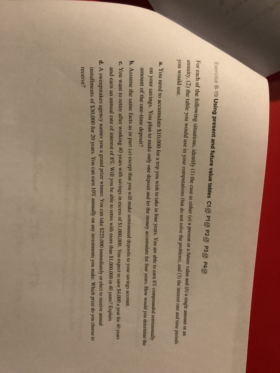  Exercise B-19 Using present and future value tables C19 P1 P2