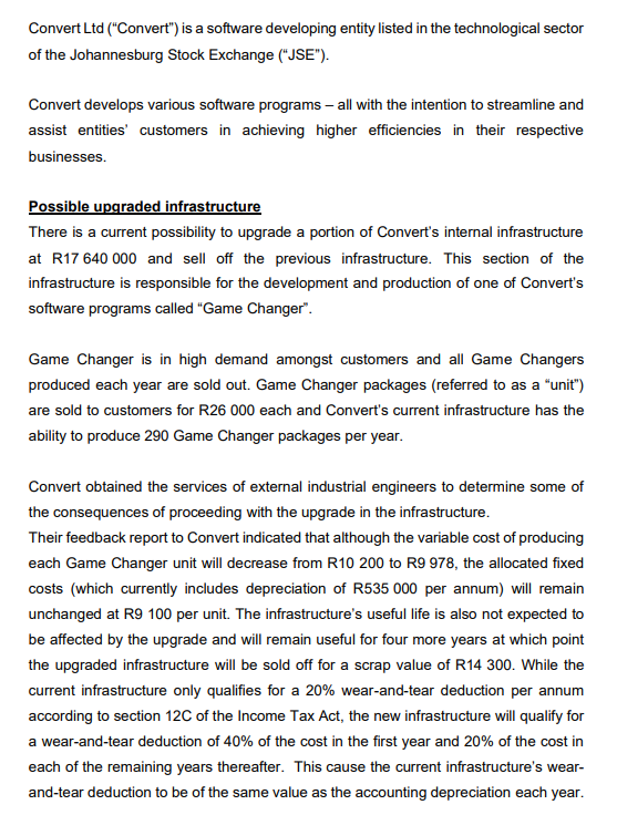 REQUIRED: 1.1. Assist Convert Ltd by calculating the Net Present Value