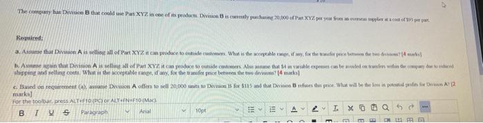 of 5 Question 4 10 points SA Muharraq Co, has Division A