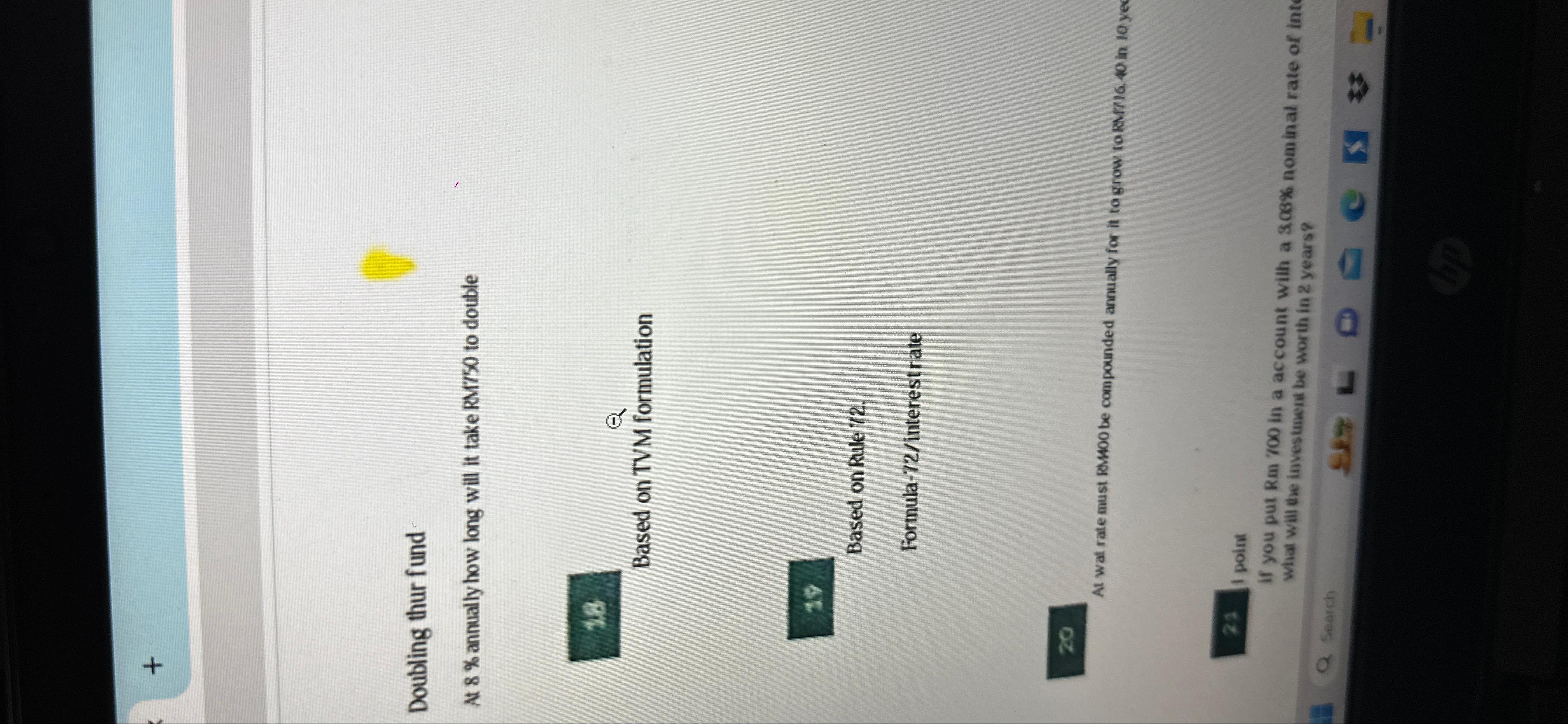 Doubling thur fund\ At 8% annually how long will it take