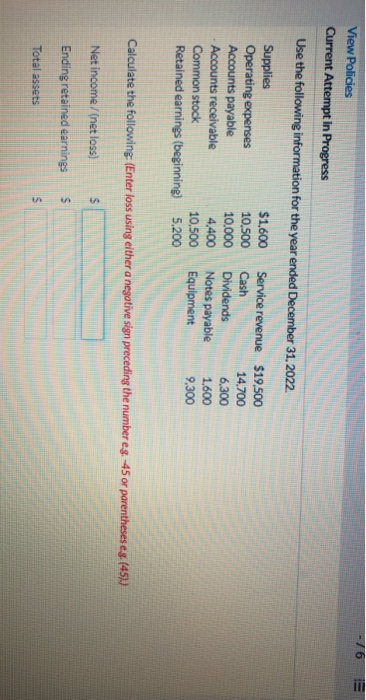  -76 View Policies Current Attempt in Progress Use the following information