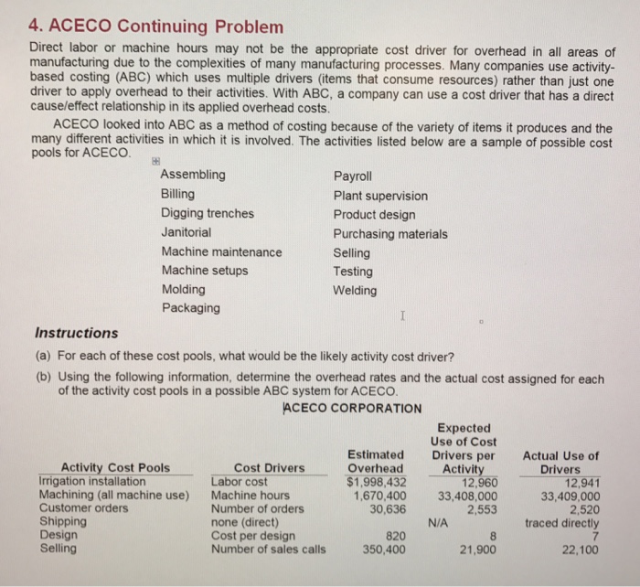  Direct labor or machine hours may not be the appropriate cost