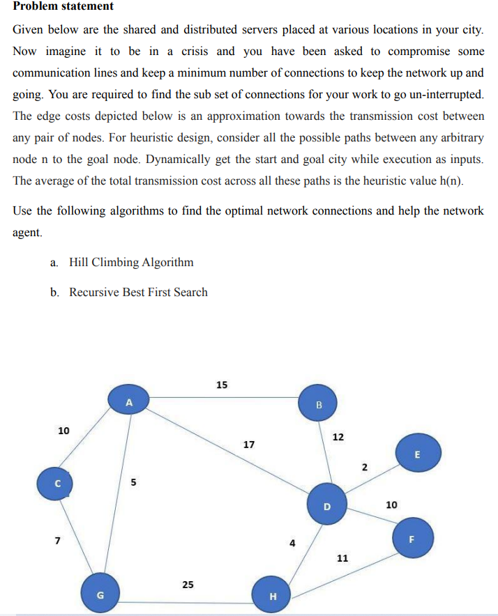  Problem statement Given below are the shared and distributed servers placed