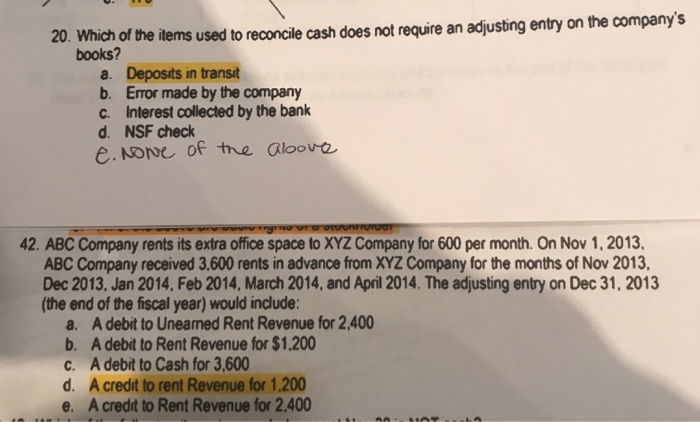  plz answer & explain 20 & 42 (ignore highlights) 20. Which