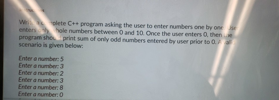 write in c++ in loop format this question is loop question trucs
