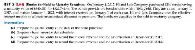 Securities) Assume the same information as in E17-3 except that the securities