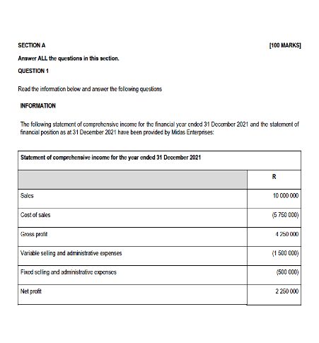  SECTION A Answer ALL the questions in this section. QUESTION 1